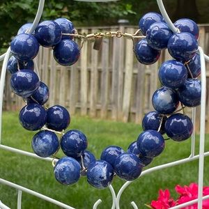 Tuleste Bold Designer Blue White Gold Necklace EUC